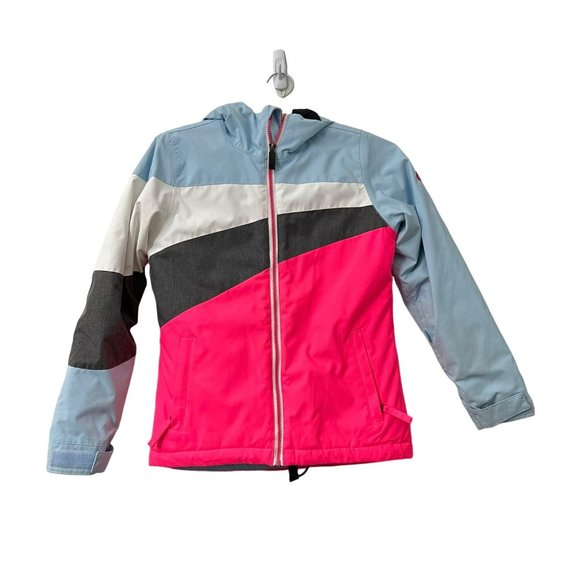 686 Girls Youth Pink Blue Colorblock Ray Insulated Snowboard Jacket 10K Small - Picture 1 of 7